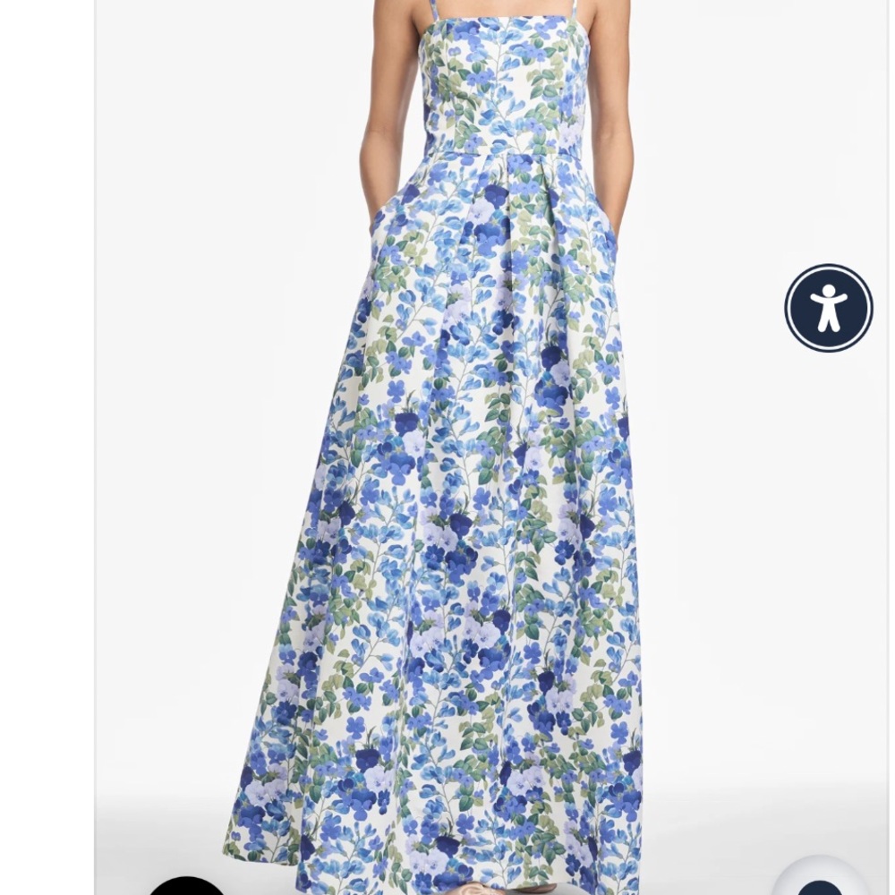 Sachin Babi BLUE MULTI FLORAL EMPIRE WAIST GOWN